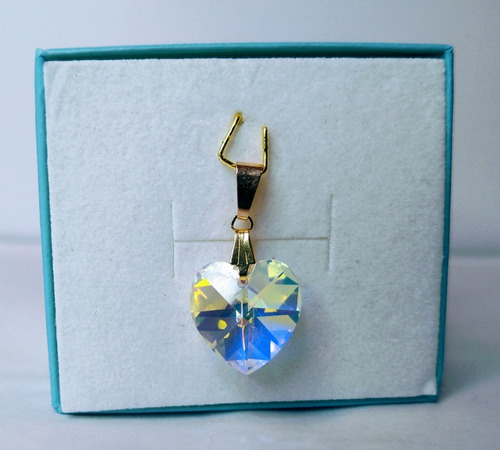 Imagem 4 de 7 de Pingente Cristal Swarovski Aurora Boreal 1,4 Cm Folh.a Ouro