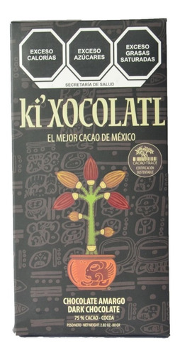 Chocolate Ki Xocolatl Negro 72% Cacao, Natural, Orgánico 