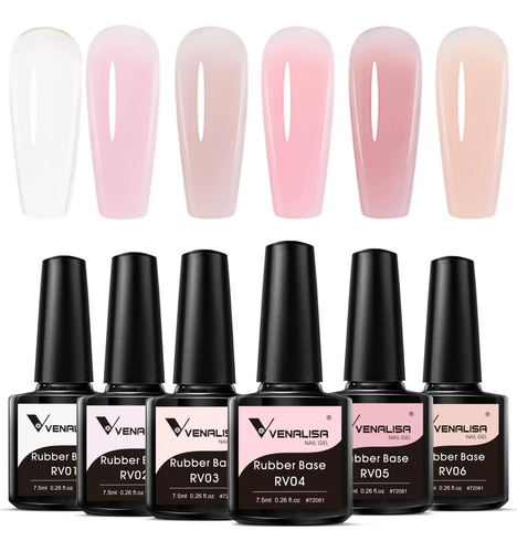 Jgo 6 Esmaltes De Uñas En Gel Venalisa Con Base De Goma Tran