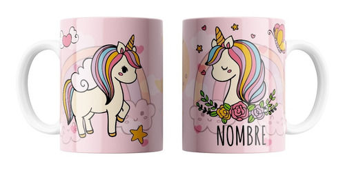 Taza Unicornio Plastica Personalizada Con Nombre Infantil