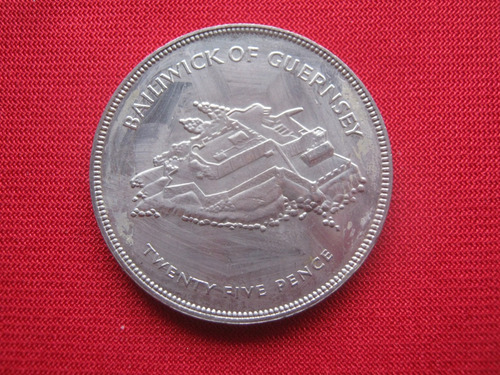 Guernsey 25 Pence 1977 Aniversario De Plata 