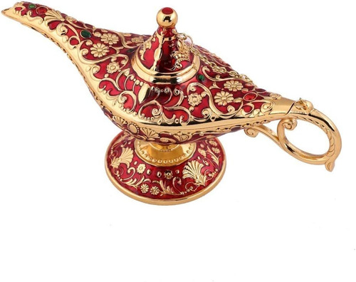 Lampara De Aladino  - Objeto Decorativo Metalico  Golden Red