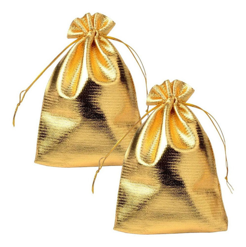 Bolsa De Organza Con Cordón, Mxvto-002, 2 Pzas, Tela Terciop Color Dorado