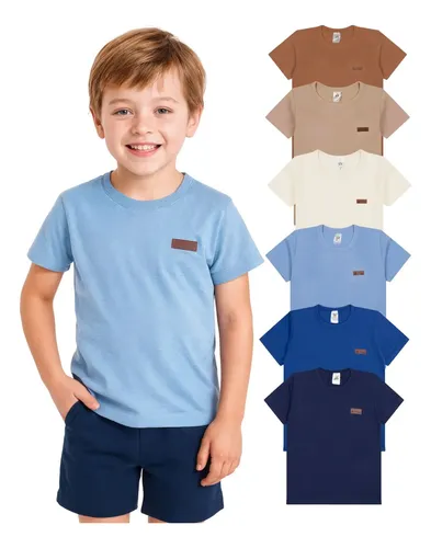 Kit 5 Camisetas Infantil Menino Casual Básica 100% algodão