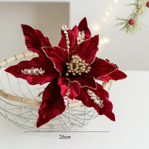 Flores Artificiales Navideñas De 26 Cm, Regalo De Navidad