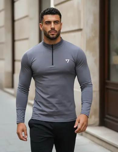 Camisa Térmica Masculina Segunda Pele Manga Longa Com Zíper