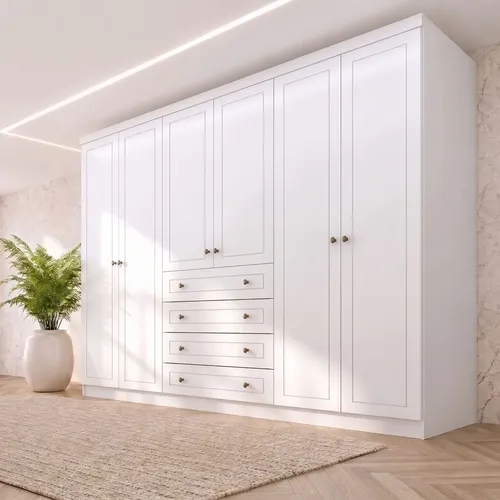 Guarda Roupa Casal Nova York 6 Portas 4 Gavetas Espresso Wt Branco