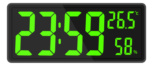Reloj De Pared Digital Con Temperatura Interior Y Verde