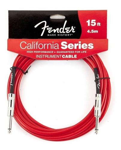Cable Fender California 4,5 Metros Instrumento Plug Color Rojo
