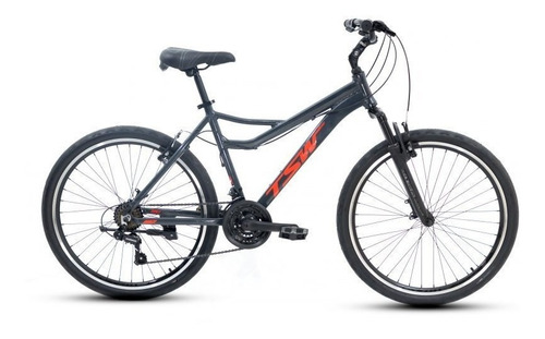 Imagem 2 de 6 de Bicicleta 21v Tsw Orla 18 Aro 26 Quadro Cinza Vermelho