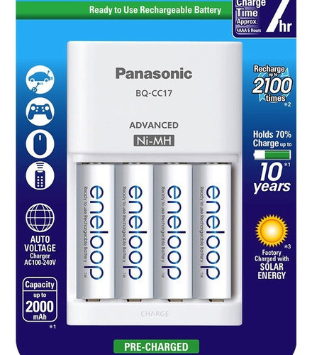 Cargador de pila Panasonic BQ-CC17 - 110V/220V entrada