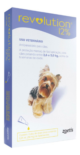 Revolution Zoetis 12% 0.25ml Para Cães 2,6kg A 5kg
