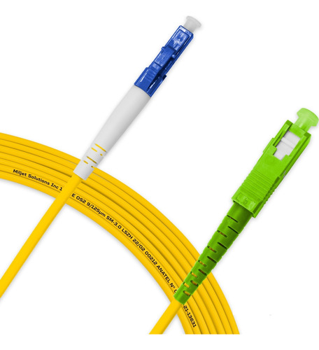 Cordão 10m Lc/upc-sc/apc Simplex Monomodo Os2 Miljet Anatel