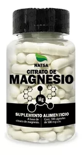 Citrato De Magnesio 100 Cápsulas, Calidad Premium Sabor N/A