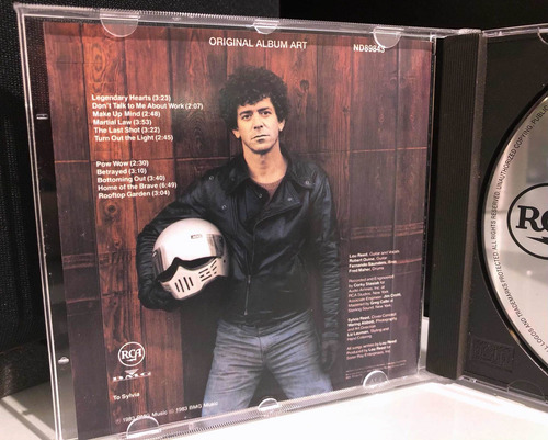 Lou Reed Legendary Hearts Cd 1ra Ed 1989 Velvet Underground (Usado)