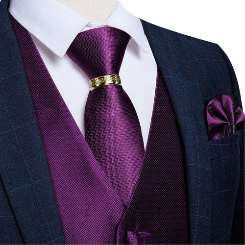 Chaleco Morado Para Hombre, Esmoquin De Boda, De Seda, Con C