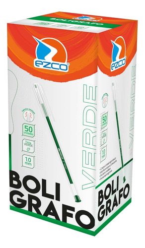 Lapicera Boligrafo Birome Ezco Caja X50 Color Verde 1 Mm