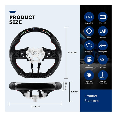 Voonke Real Carbon Fiber Wheel Para Infiniti Qled Shift De D