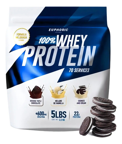 Proteína Euphoric en polvo sabor Cookies and cream x 2.27kg