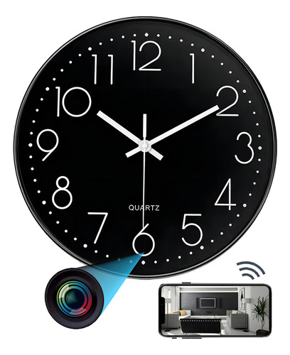Câmera Spy Camera Wall Clock Camera WiFi Full Hd WiFi 2,4 Ghz Hidden Home Bateria de longa duração 3500 mAh Memória Micro SD de até 512 Gb Câmera de segurança de monitoramento de smartphone