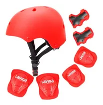 Comprar Kit Casco Protección Juvenil Rodilleras +muñequeras+ Coderas Color Rojo Talla Unitalla
