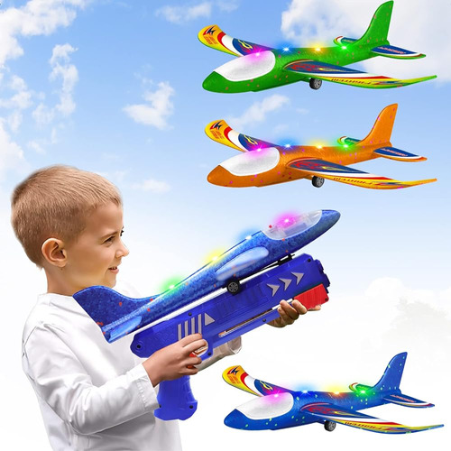 Wesfuner 3 Pack Airplane Launcher Toys,foam Airplane Glider,