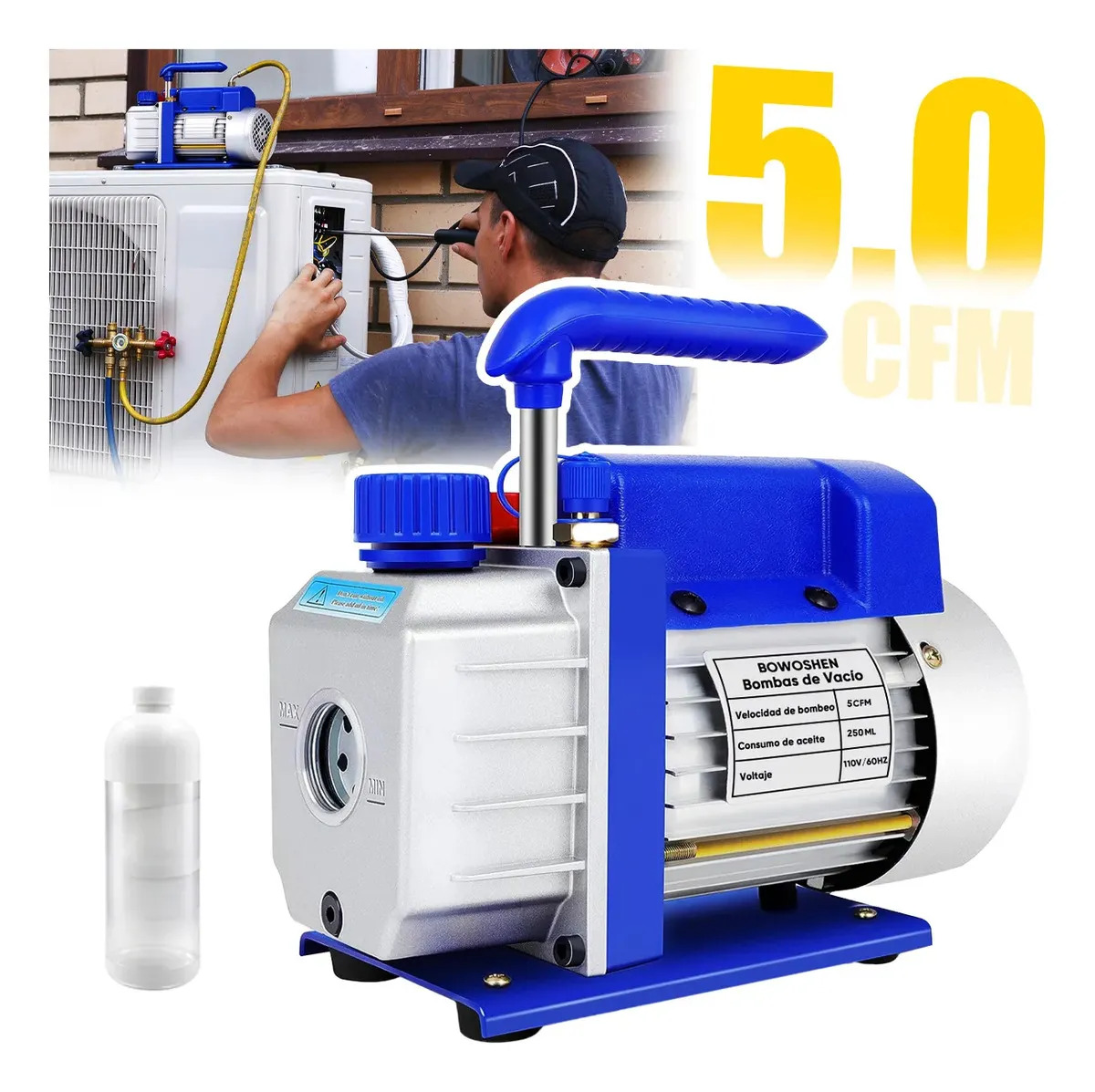 Bomba De Vacío De Paletas 5CFM Para Refrigeración Aire Acondicionado