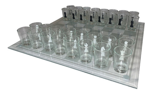 Ajedrez Shots Cristal Vidrio 35x35. Juegos De Mesa Fiesta 