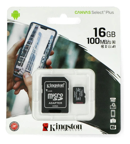Tarjeta Memoria Kingston 16gb Micro Sd Canvas Select Plus