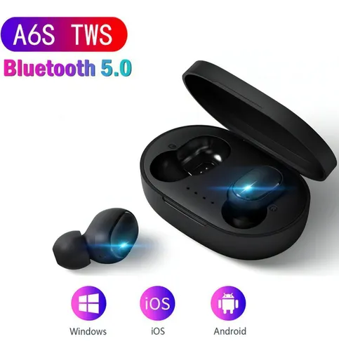 Auriculares Bluetooth A6s Airdots negros MercadoLibre