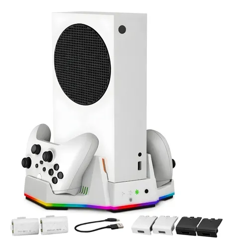 Base Carregador Cooler Para Xbox Series S 2 Baterias LED RGB
