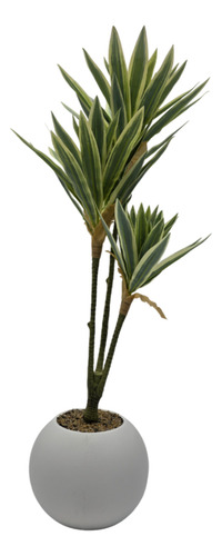 Planta Artificial Dracena Grande En Macetero Plastico Blanco