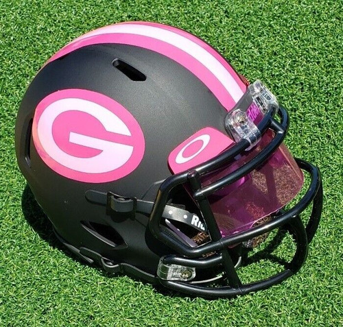 Green Bay Packers Pink Black Mini Casco Riddell + Visor