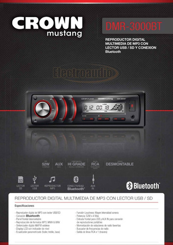 Imagen 3 de 3 de Crown Mustang DMR-3000BT