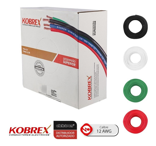 Imagen 2 de 7 de Caja 100mts Cable Blanco Cal 12 Awg Kobrex Vinikob 100%cobre