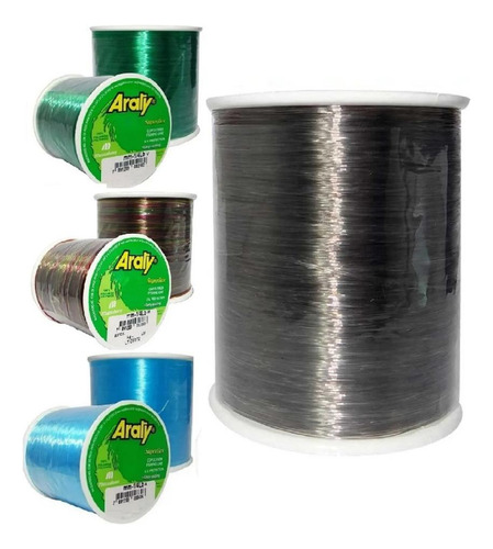 Linha Pesca Araty Superflex 100 Gramas Mono Verde Azul Color Cor Fume Prata