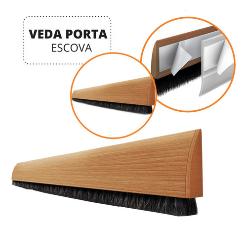 Imagem 1 de 7 de Rodinho Vedador Fácil Instalação Cor Madeira Clara 80 Cm