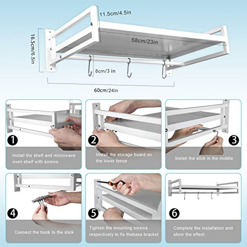 Estante De Pared Para Microondas Con Ganchos Deslizables