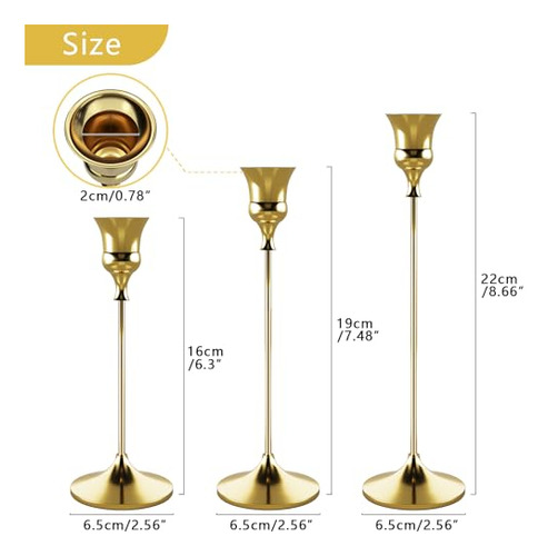 Soportes Para Velas En Oro, 6 Paquetes De Porta Velas Para V