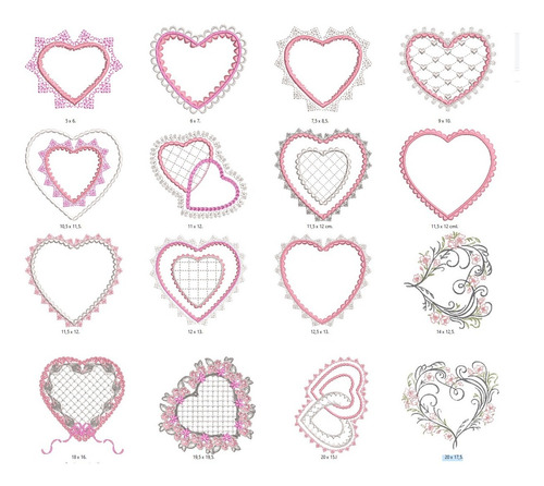 41 Diseño De Matrices P/ Bordar Corazones Muy Delicados