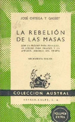 La Rebelion De Las Masas José Ortega Y Gasset Edicion 1964