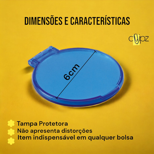 Kit 210 Un Espelho De Bolsa De Mão Com Tampa Protetora