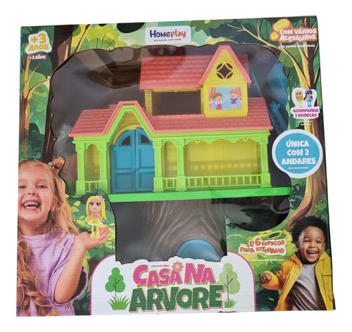 Brinquedo Casa Arvore Casinha Boneca Acessórios E 2 Bonecas