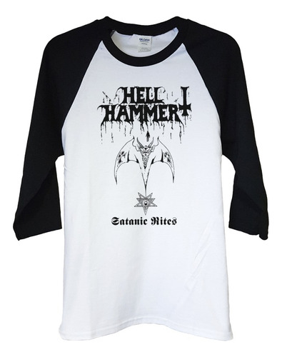 Polera Raglan 3/4 Hellhammer Satanic Rites Metal Abominatron