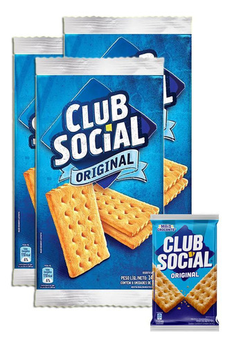 Kit 3 Biscoito Salgado Club Social Pacote Com 6 Unidades