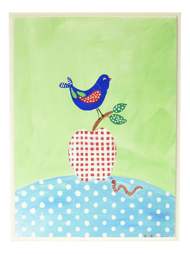 The Kids Room De Stupell Bird Perched On Red Gingham Ap...