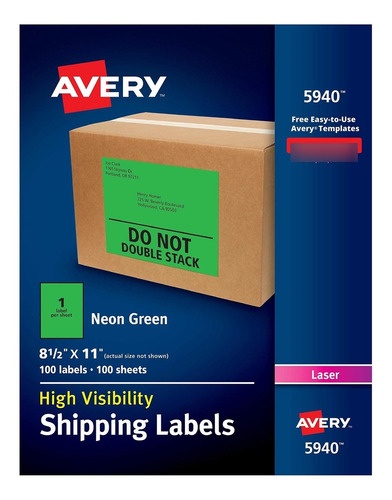 Avery Etiqueta Envio Neon Para Impresora Laser 8-1 2 11