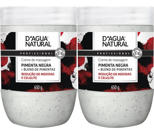 2un Creme De Pimenta Negra Termoativo Dagua 650g Natural