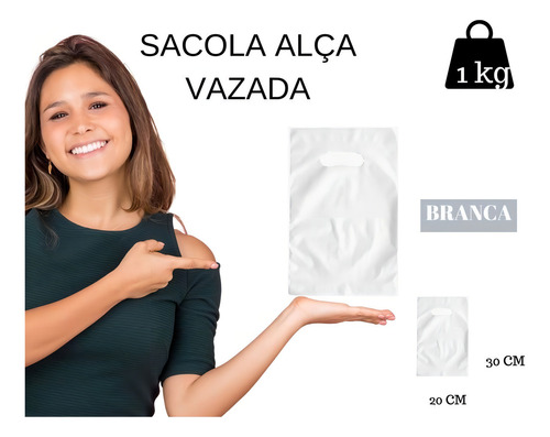 Sacola Boca De Palhaço -1 Kg Cor BRANCO 20x30