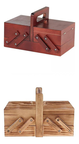 2x Caja De Costura De Madera De Costura Accesorios Estuche